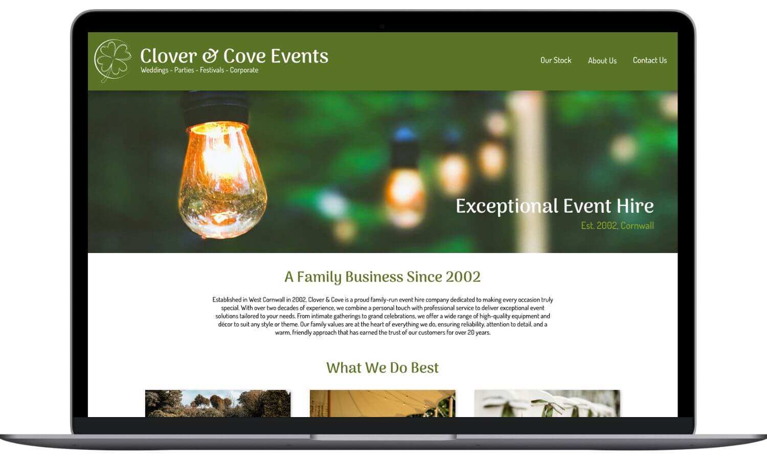 Website Design for Cornish event hire business